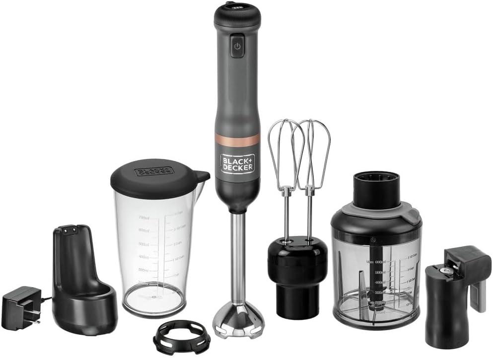 Cordless Grey Stainless Steel 4-in-1 Immersion Blender Set