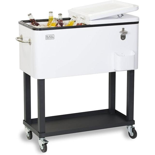 BLACK+DECKER Mobile Cooler Cart, 20-Gallon Capacity, White