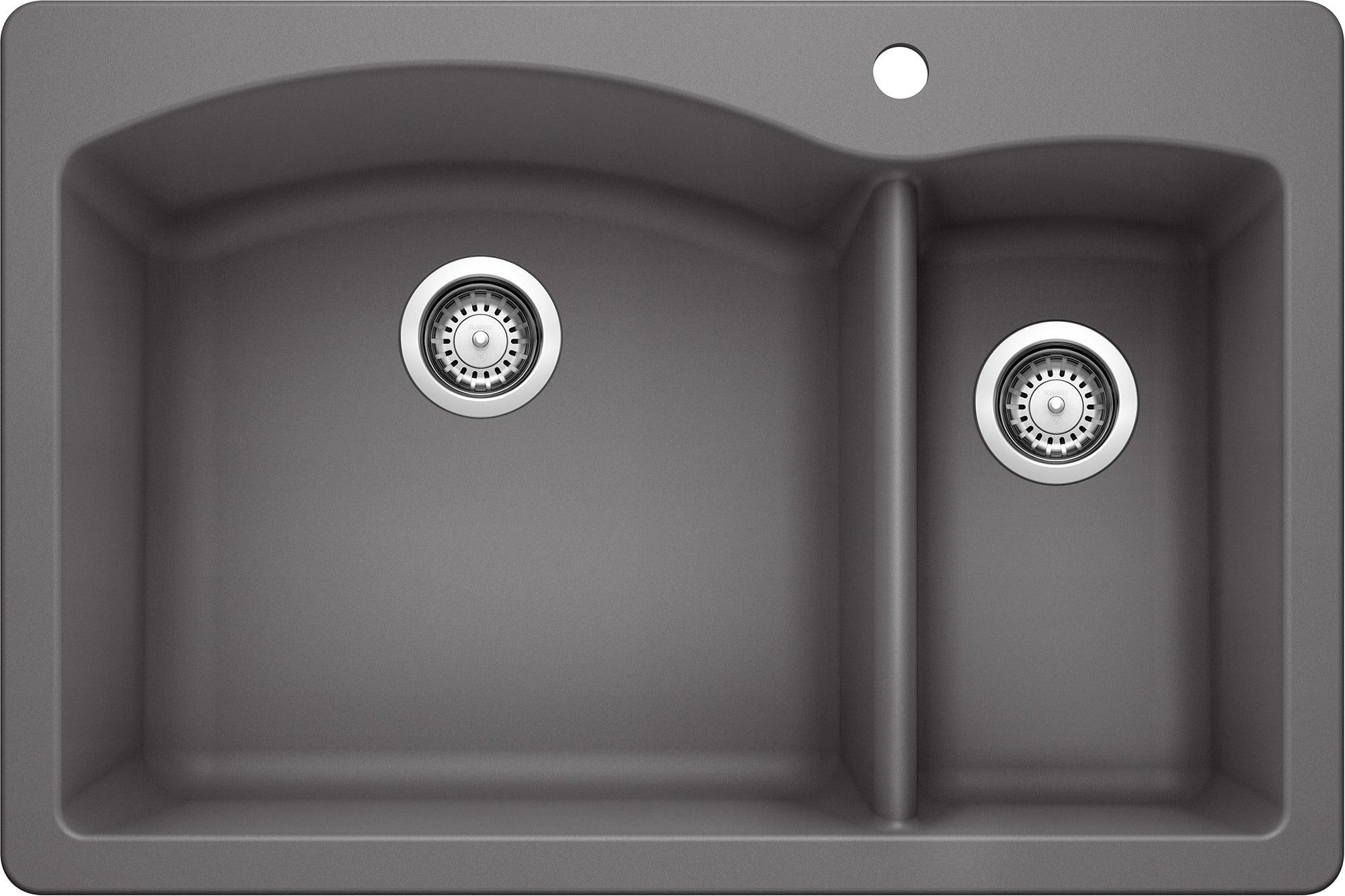 Diamond Silgranit 33" L x 22" W Double Basin Drop-In/Undermount Sink