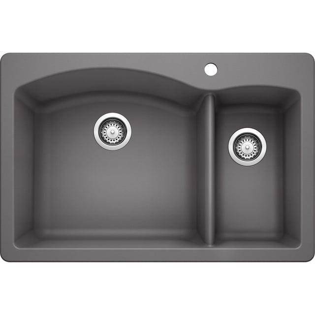 Diamond Silgranit 33" L x 22" W Double Basin Drop-In/Undermount Sink