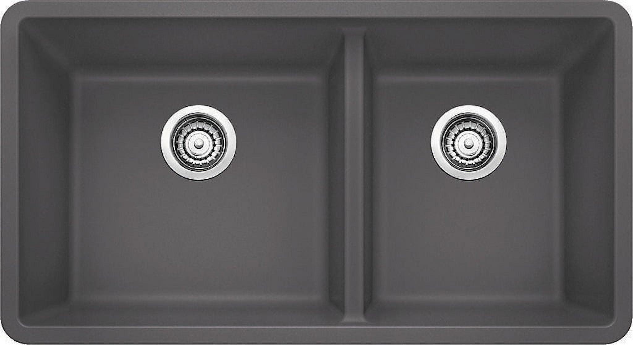 Precis SILGRANIT 33" L X 18" W Double Bowl Undermount Kitchen Sink