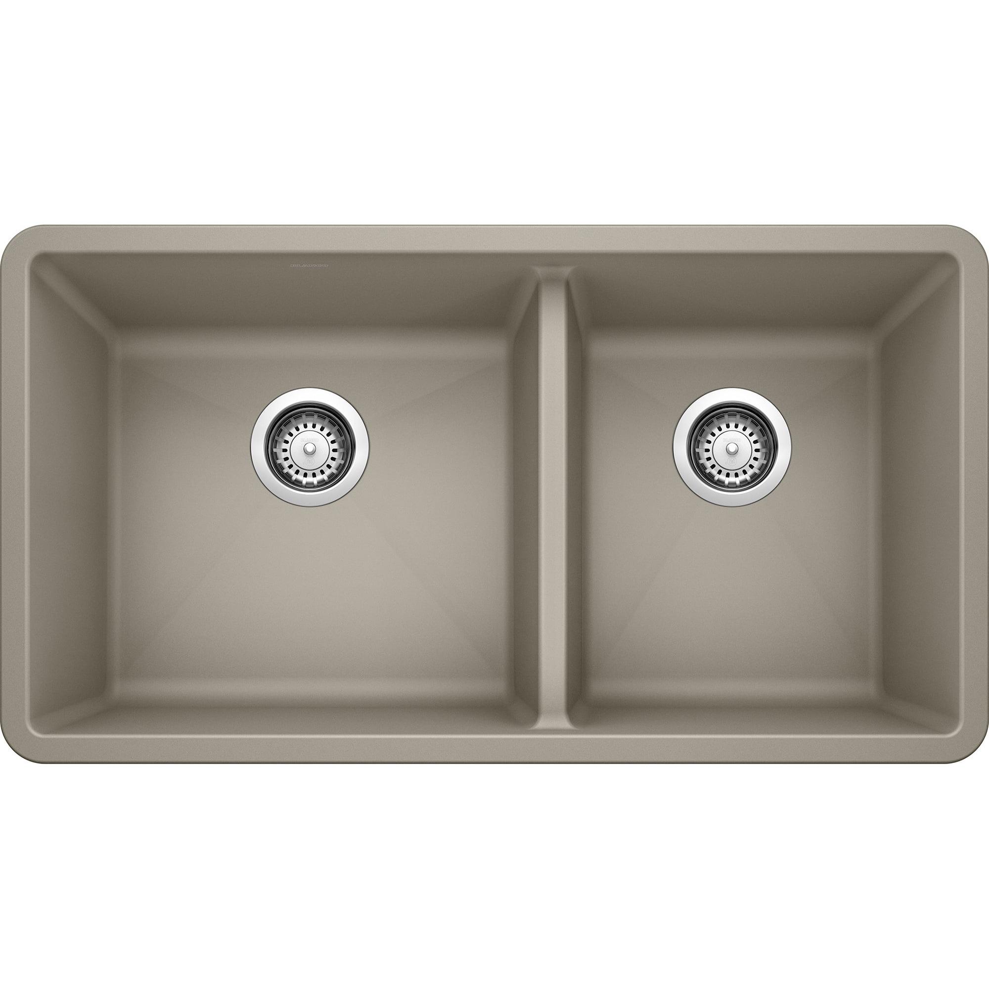 Precis SILGRANIT 33" L X 18" W Double Bowl Undermount Kitchen Sink