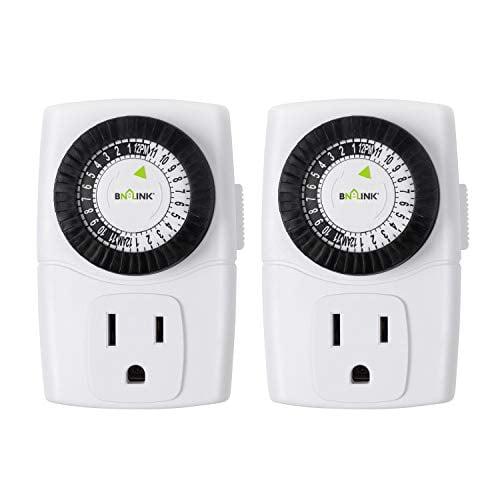 BN-LINK White Mechanical Outlet Timer 2-Pack