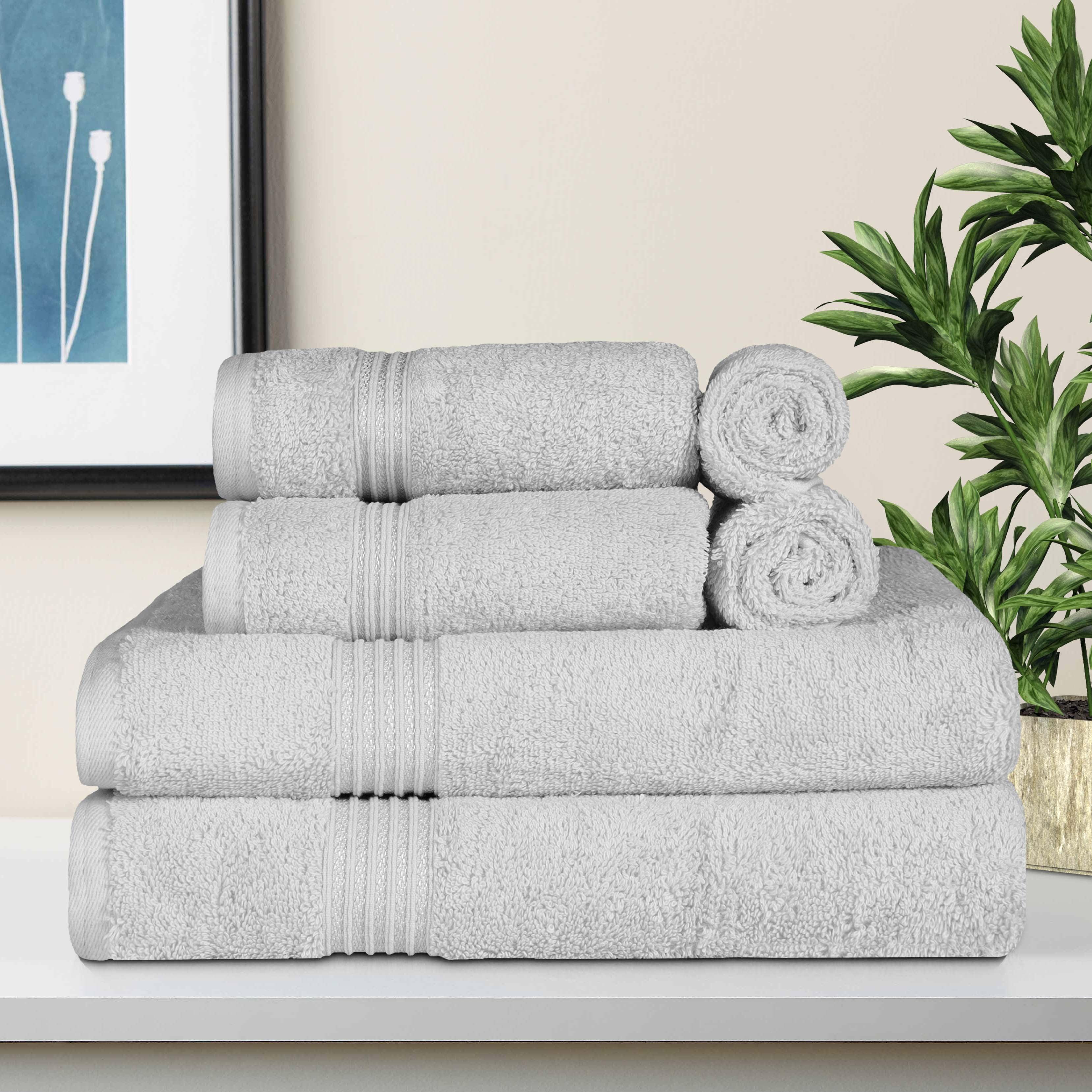 Silver Egyptian Cotton Oversized 6-Piece Towel Set