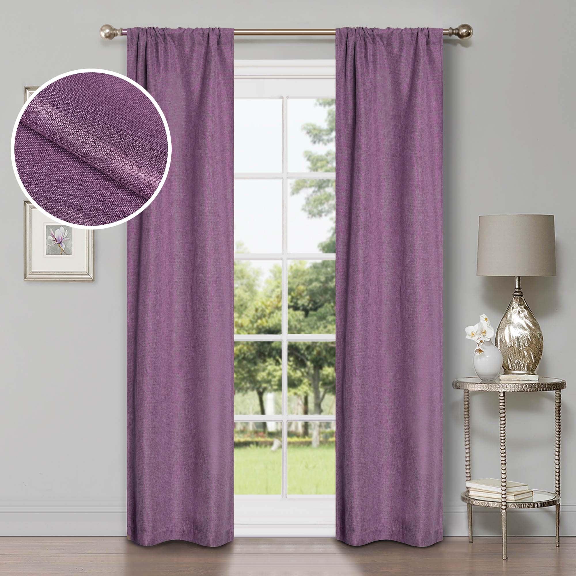 Evayah Modern Linen Inspired Classic Solid Room Darkening Curtain Panel (Set of 2)