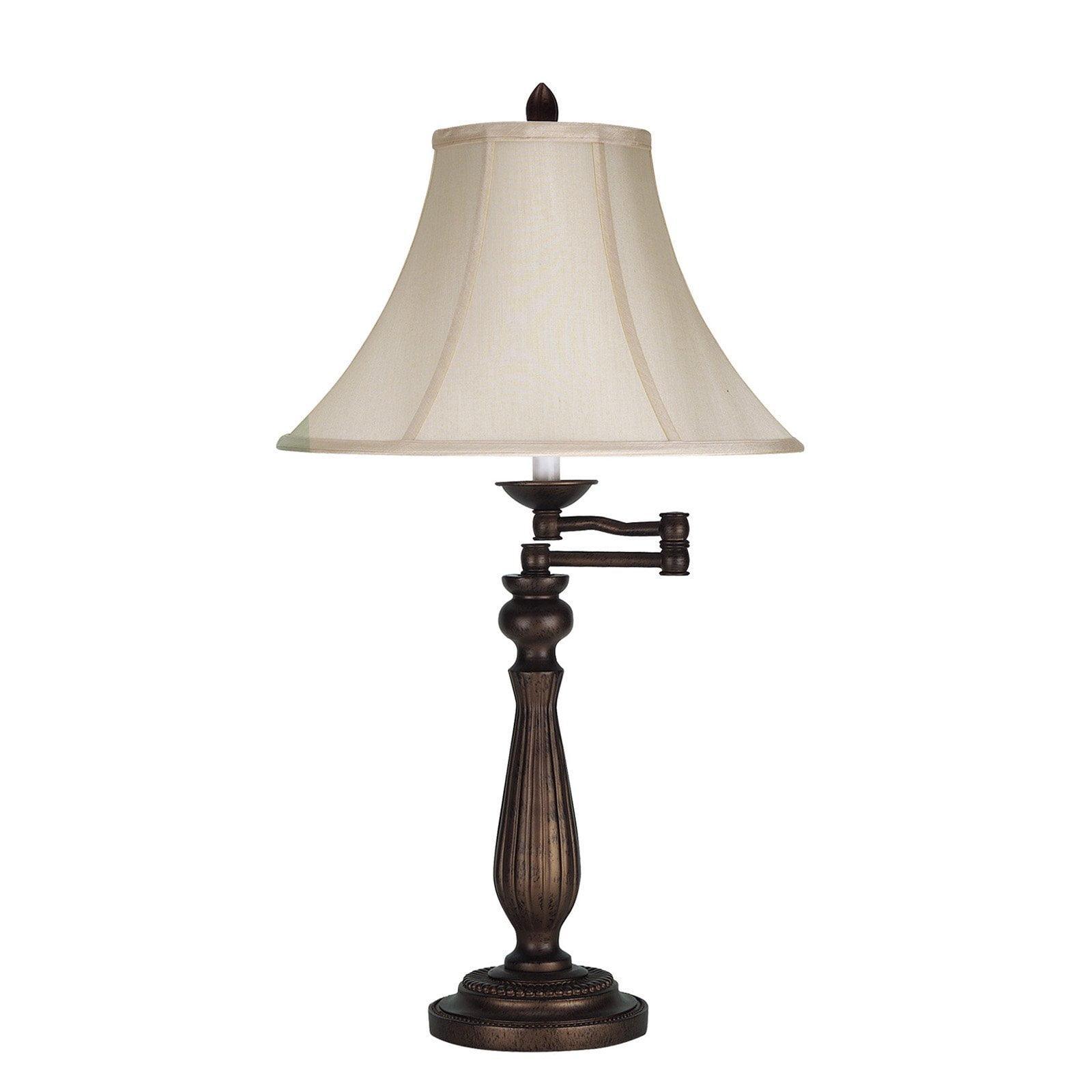 Antique Rust Swing Arm Table Lamp with Bell Shade