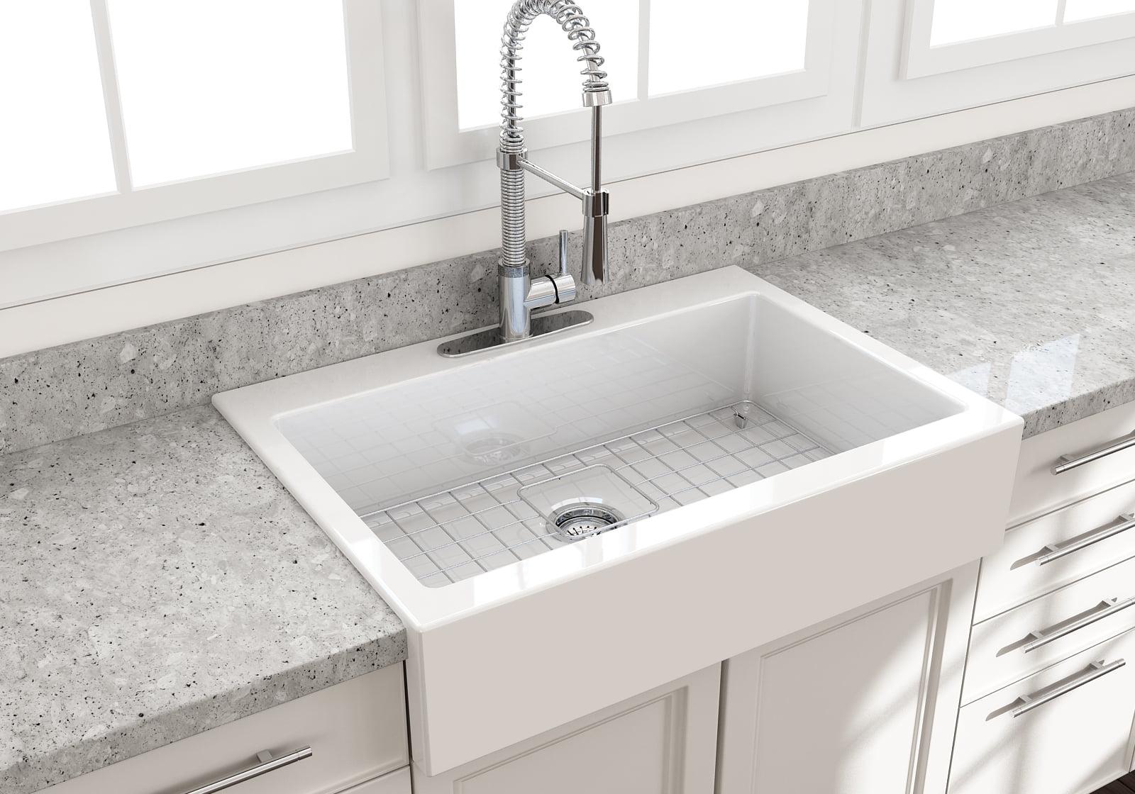 Nuova 34" White Fireclay Apron Front Drop-In Sink