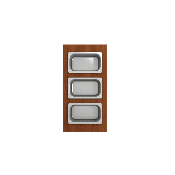 BOCCHI Wood Board With 3 Rectangular Stainless Steel Bowls F/1344, 1348, 1360, 1362, 1504, 1505, 1506 (Short Side Only), 1627, 1628