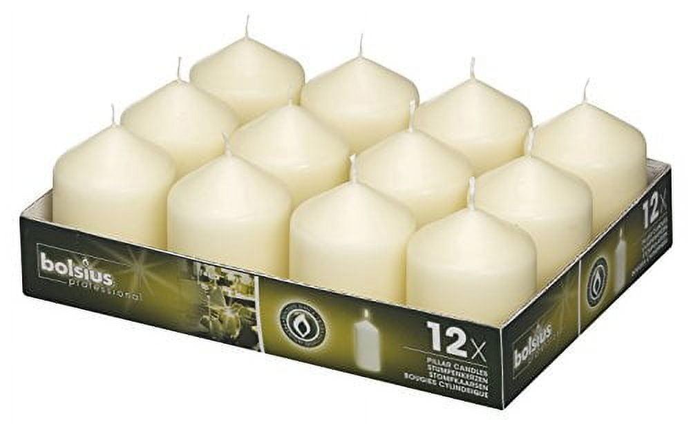 BOLSIUS Ivory Pillar Candles 2.3 X 3" Set Of 12 - Unscented Long 16 HOUR Slow Burning Dripless Smokeless Pillar Candles for Wedding Spa Home Party Decor - Bulk Small Ivory Pillar Candles