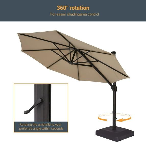 BONOSUKI  11-ft 360-degree Rotating Cantilever Patio Umbrella with Base Sand