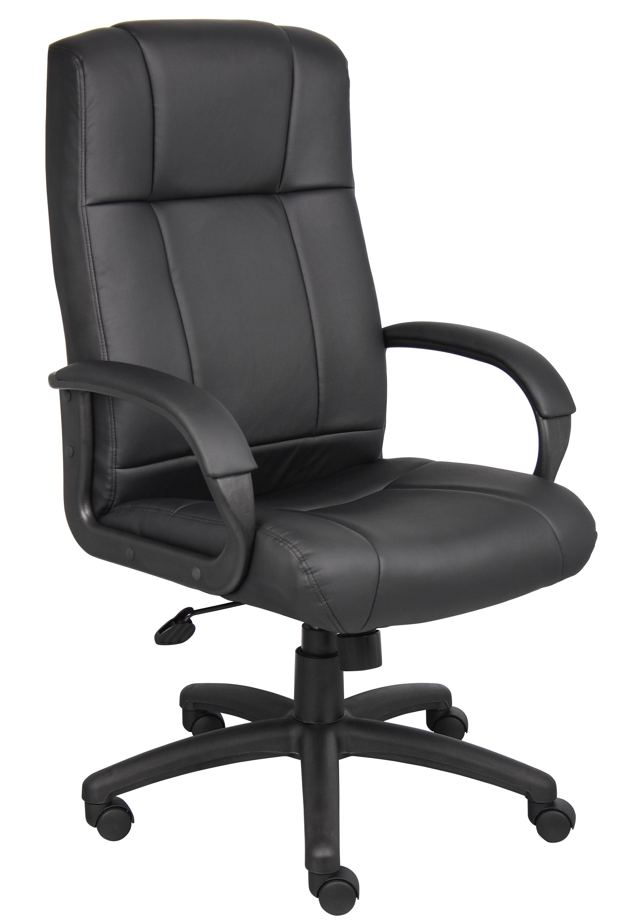 Caressoft Executive High Back Chair Black - Boss Office Products: Pneumatic Lift, Lumbar Support, 5 Casters