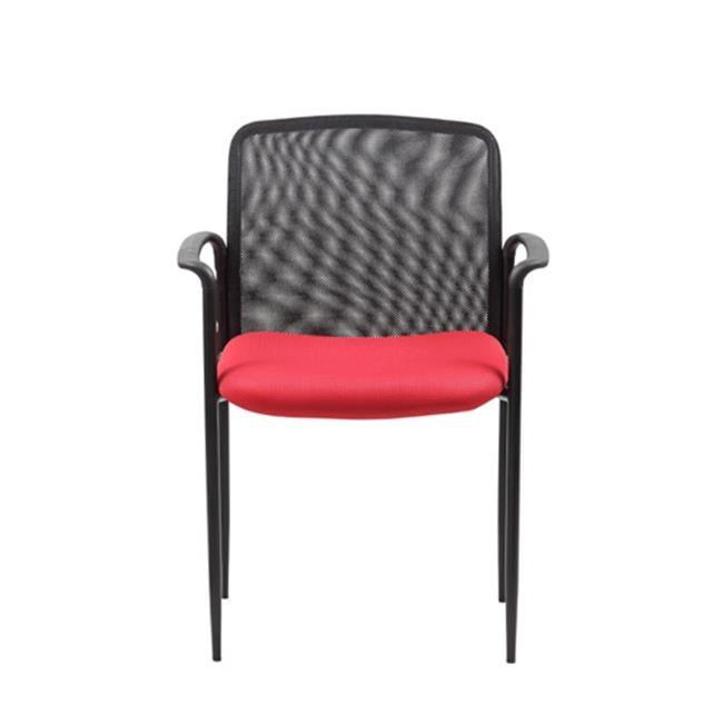 Boss Office Products Office Chair Red: Mesh Upholstered, Fixed Arms, Steel Legs, Powder-Coated Finish