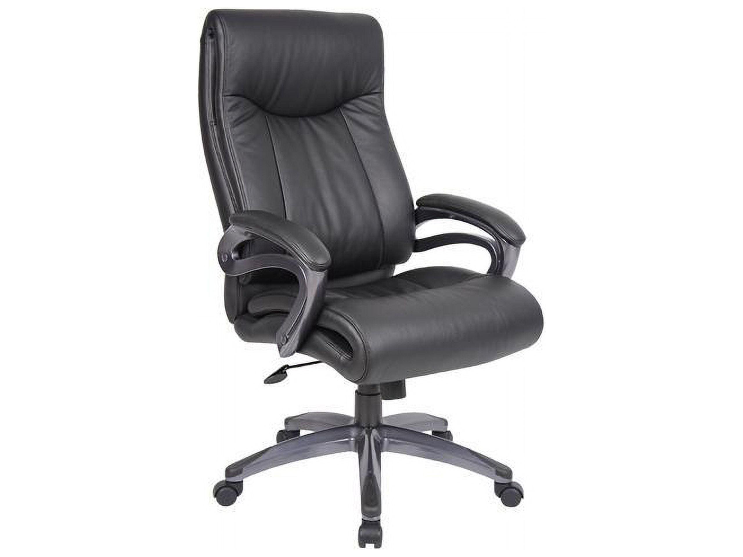 Ergonomic Metal Executive High Back Chair in Black LeatherPlus