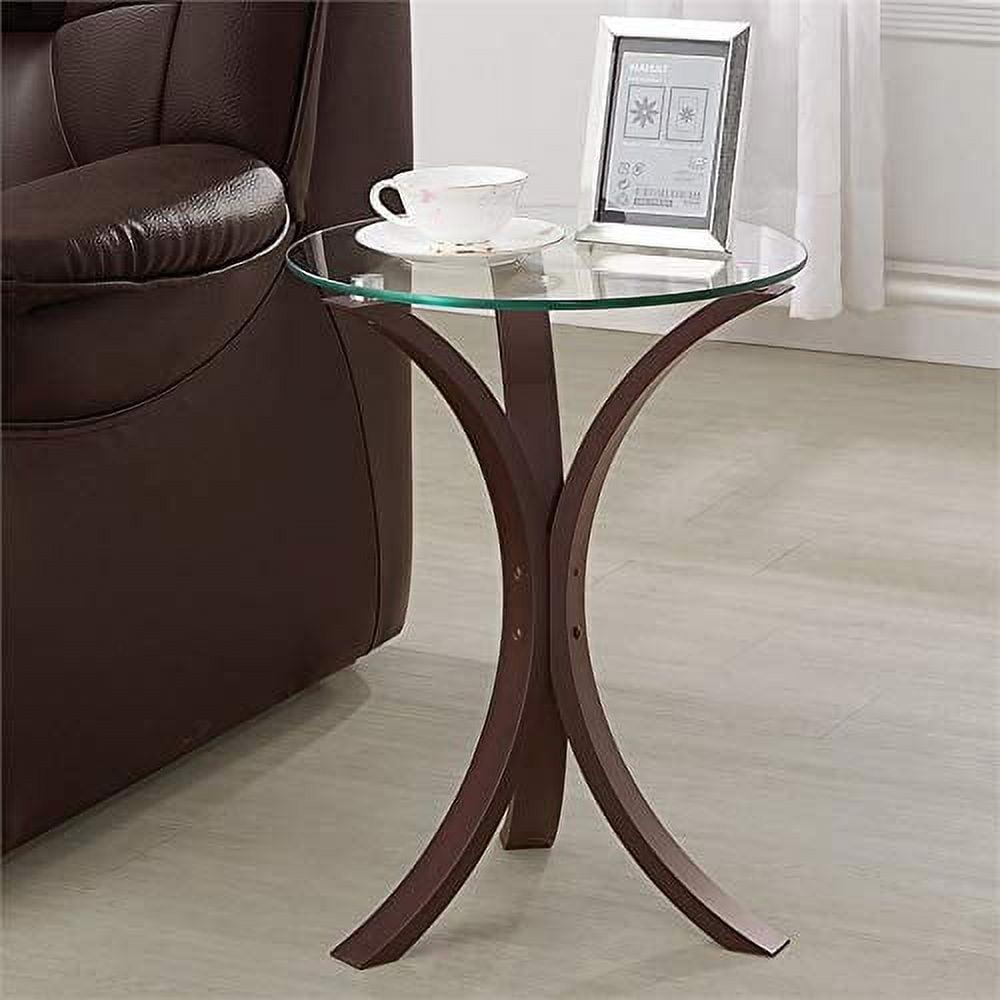 Edgar Modern Round Cappuccino Wood & Glass Snack Table