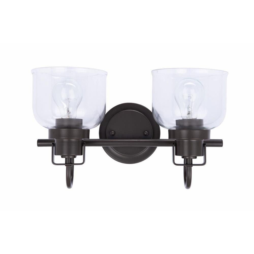 Bronze and Black 2-Light Dimmable Vanity Light with Clear Glass Shades