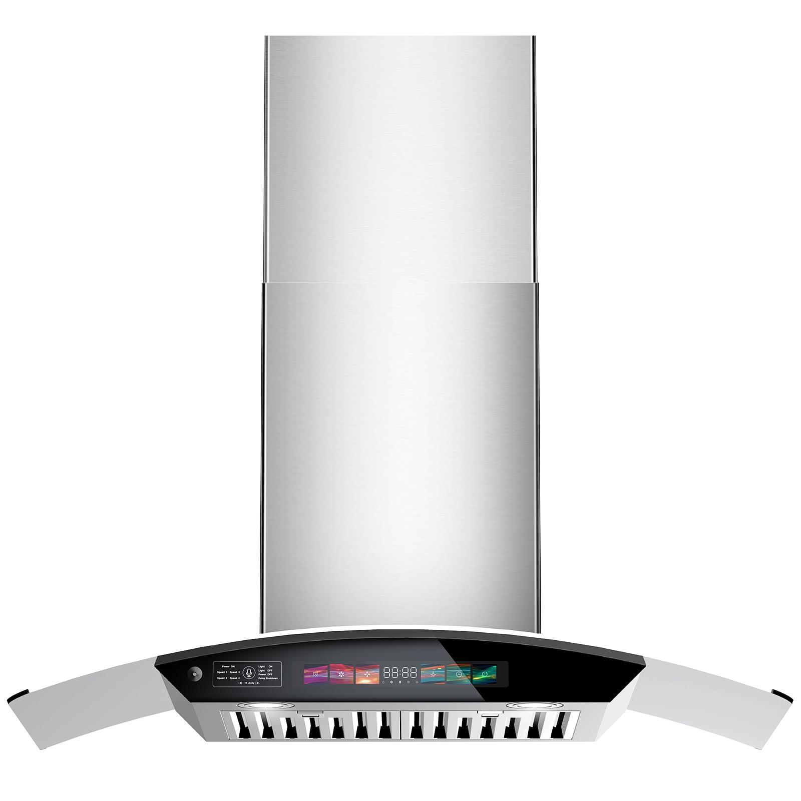 BRANO 30 inch Wall Mount Range Hood 900 CFM, Voice/Gesture/Touch Control, Stainless Steel Kitchen Hood Vent with 4 Speed Exhaust Fan, Adjustable Lights, Memory Mode