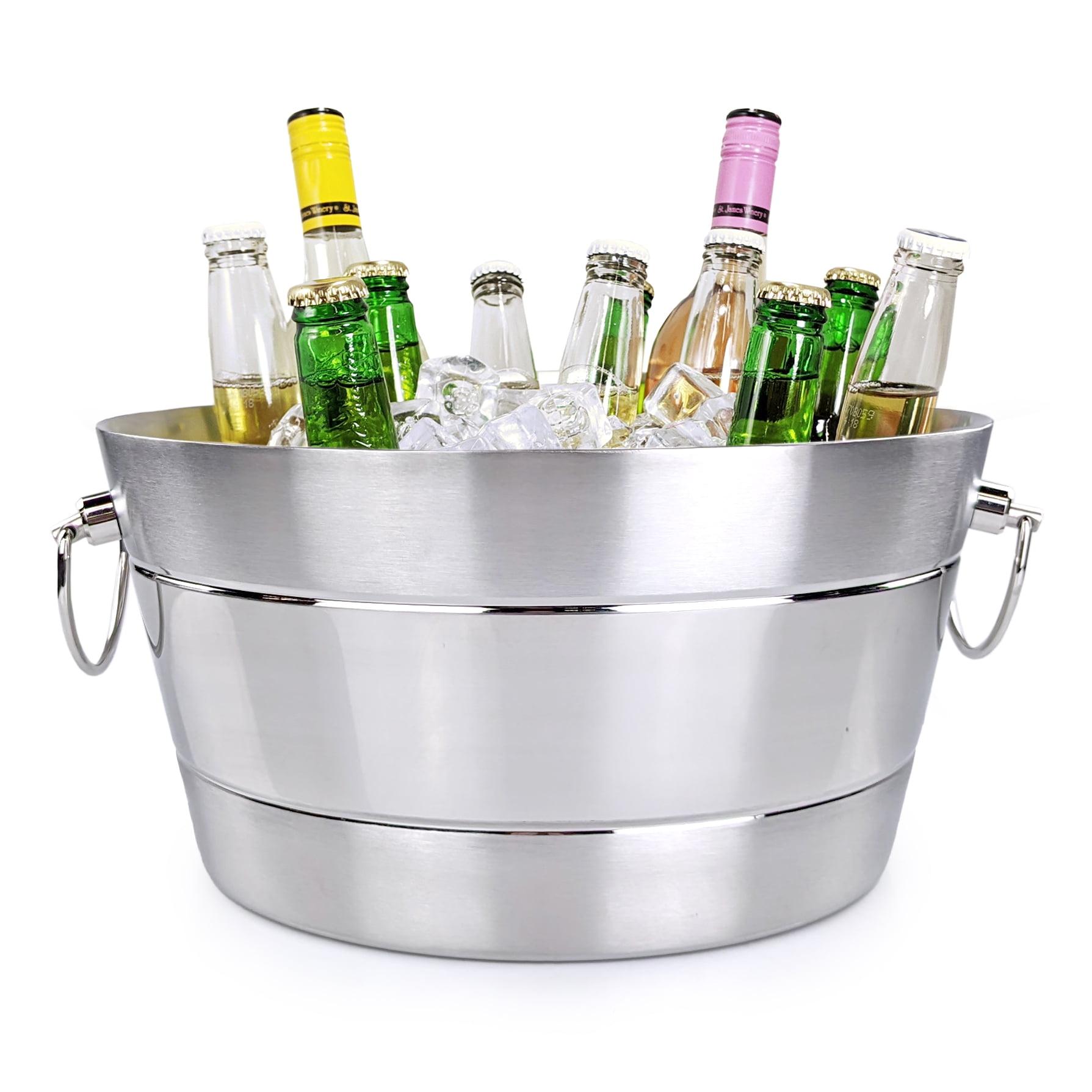 Ribbed Stainless Steel Double-Wall Insulated Beverage Tub