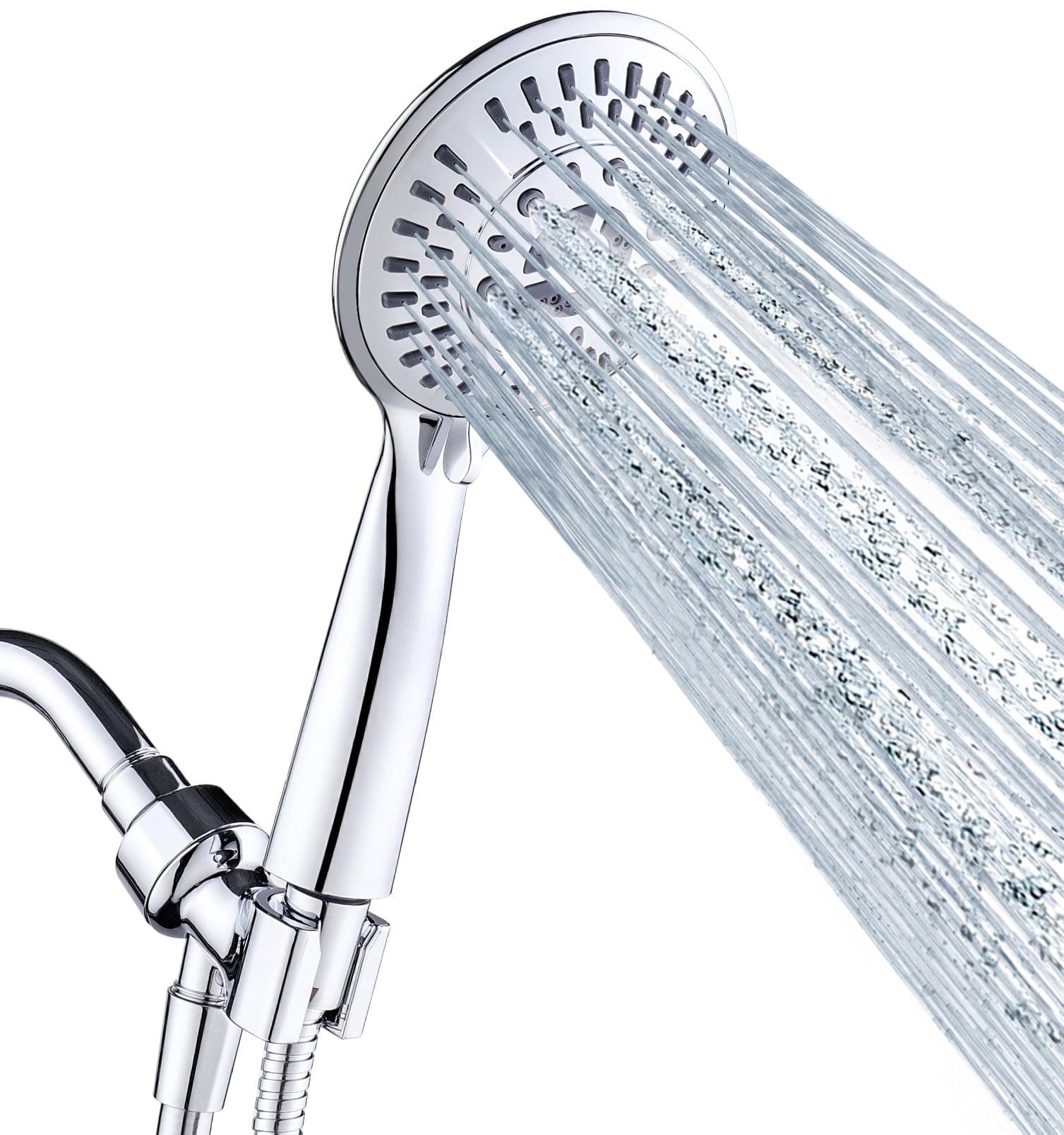 BRIGHT SHOWERS 9 Spray Settings Handheld Shower Head Set High Pressure Chrome Hand Held Showerhead with 60 Inch Flexible Shower Hose and Adjustable Shower Arm Mount Bracket
