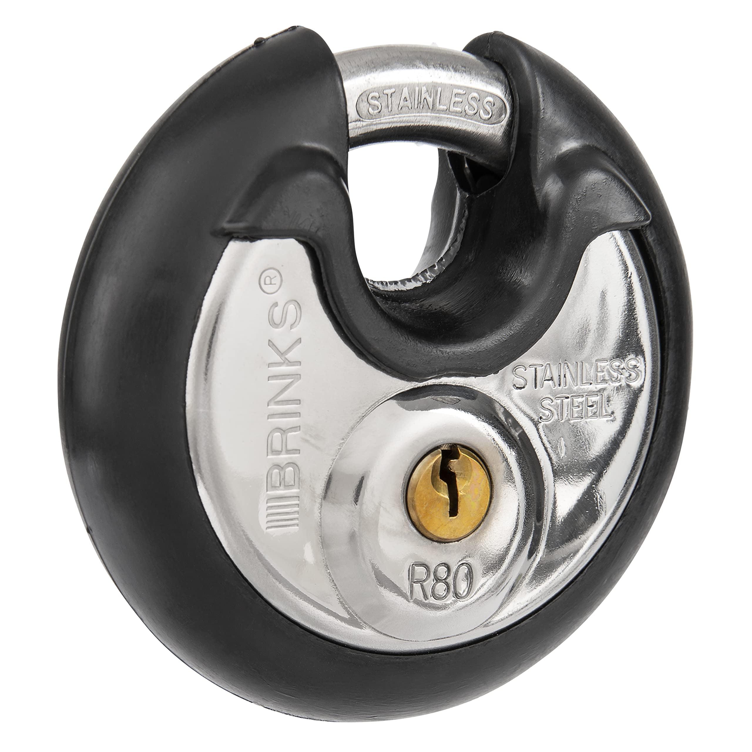 Brinks 80mm Stainless Steel Keyed Discus Padlock with Rubber Bumper