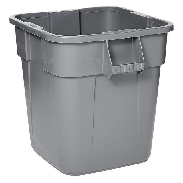 BRUTE Square Bin Storage Container without Lid, 28-Gallon, Gray (FG352600GRAY)