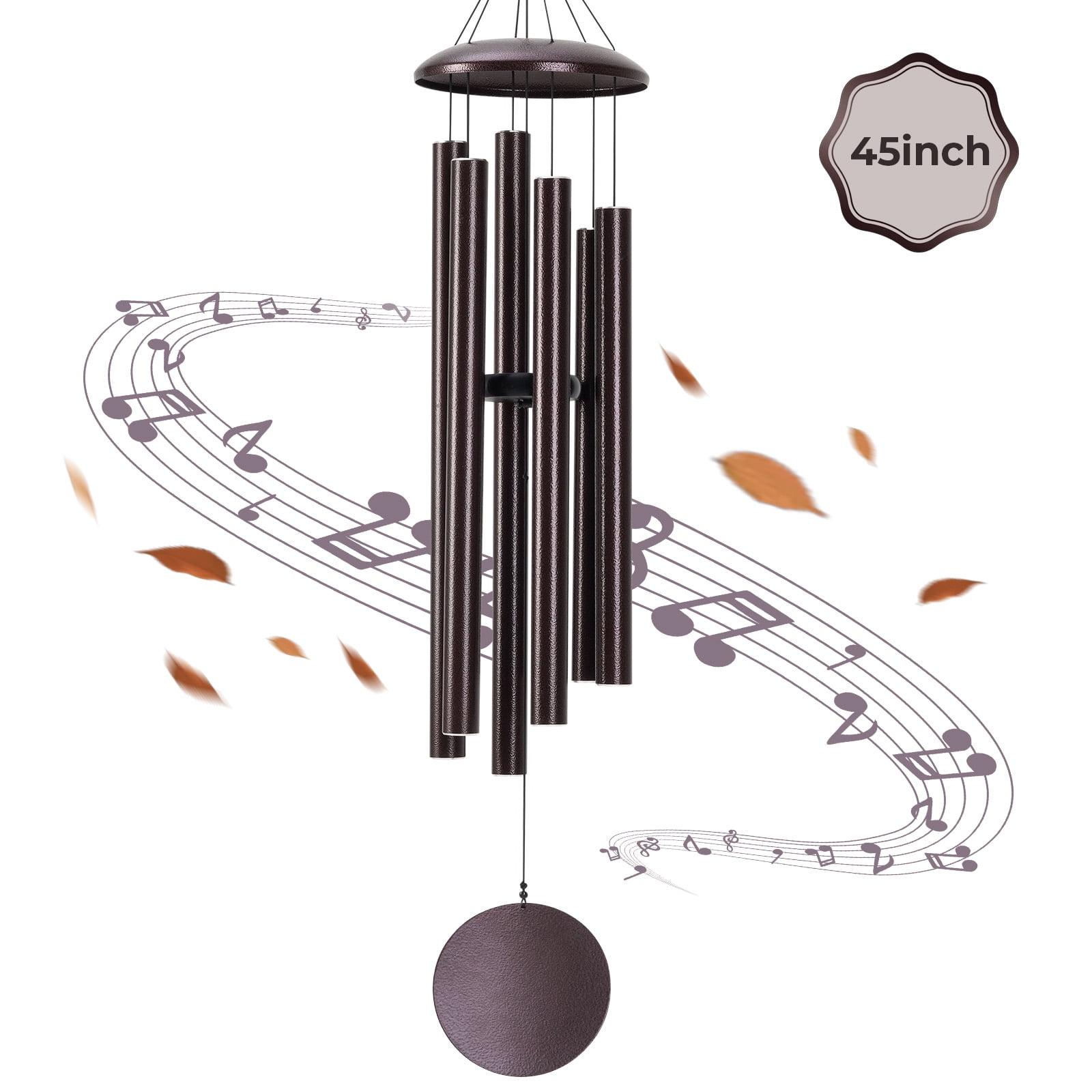 BSHAPPLUS® 45" Wind Chimes for Outside, Heavy Duty Wind Chimes,Memorial Wind Chimes with 6 Large Deep Tone Aluminum Tubes for loss of loved one,Home Garden Hanging Decor,Brown