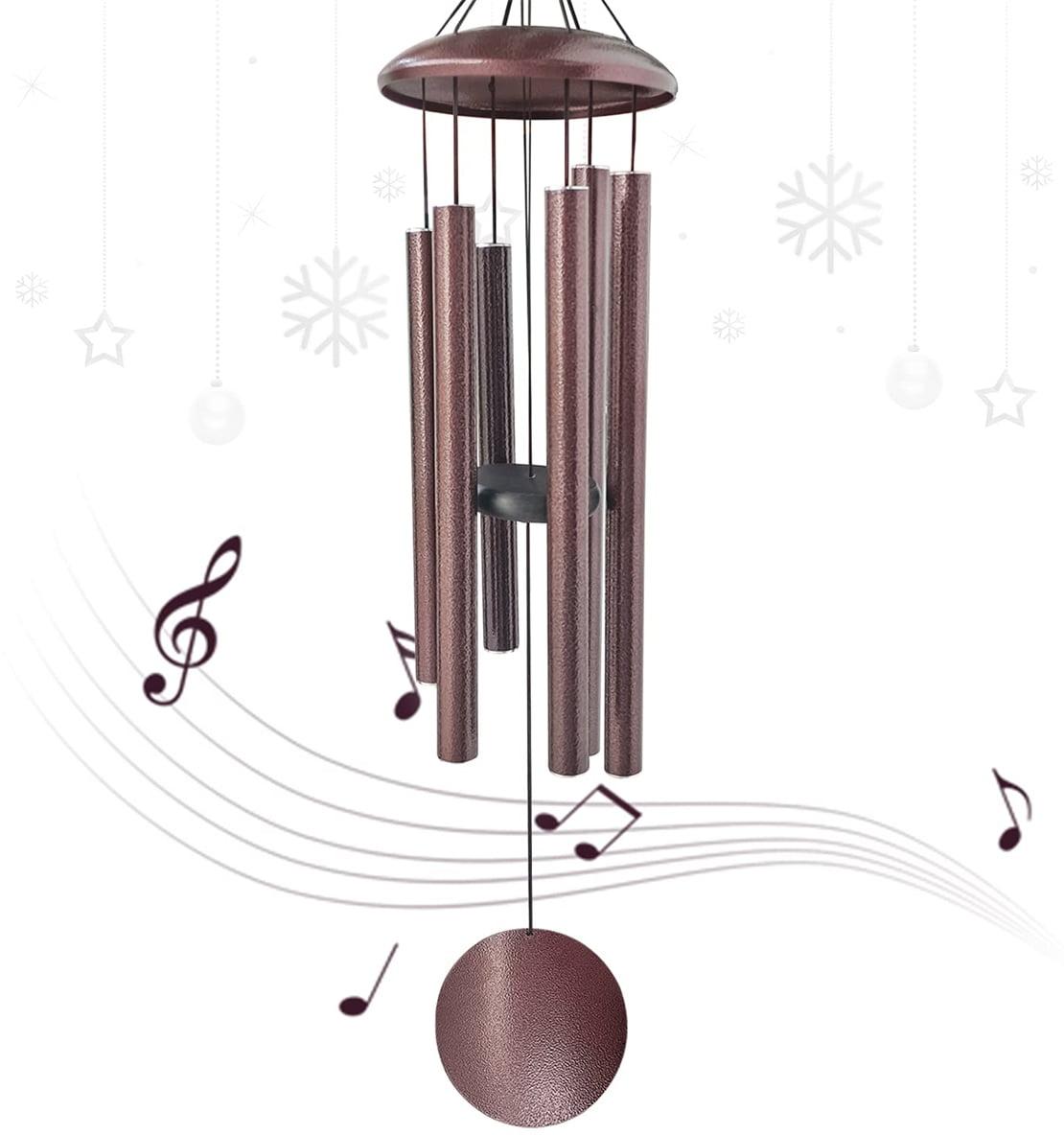BSHAPPLUS® 45" Wind Chimes for Outside, Heavy Duty Wind Chimes,Memorial Wind Chimes with 6 Large Deep Tone Aluminum Tubes for loss of loved one,Home Garden Hanging Decor,Brown