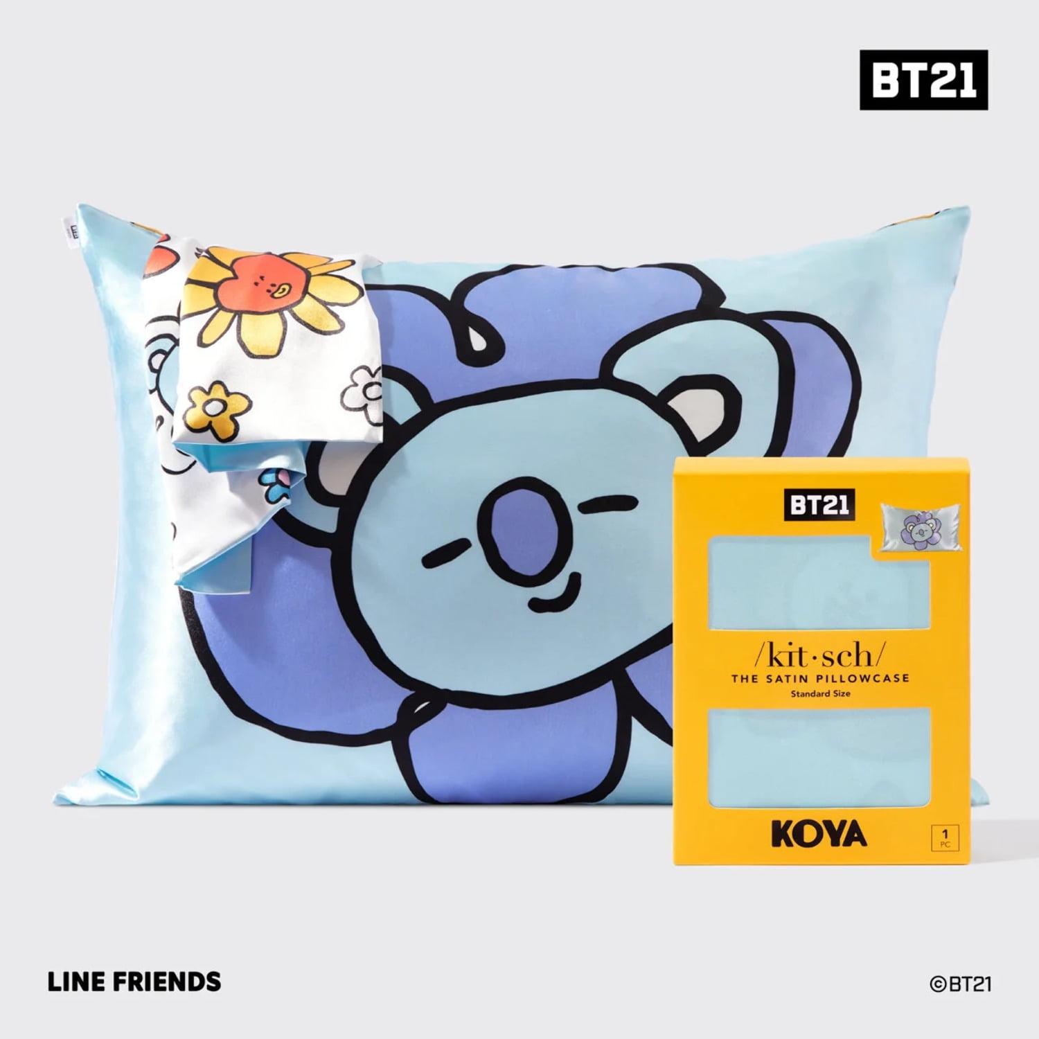 BT21 KOYA Blue Satin Standard/Queen Pillowcase