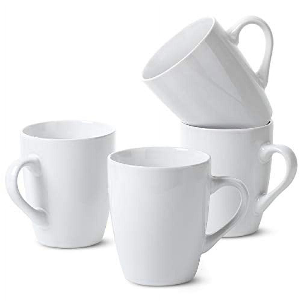 BTaT- White Coffee Mugs, Set of 4, 12 oz, Fine Bone China Porcelain