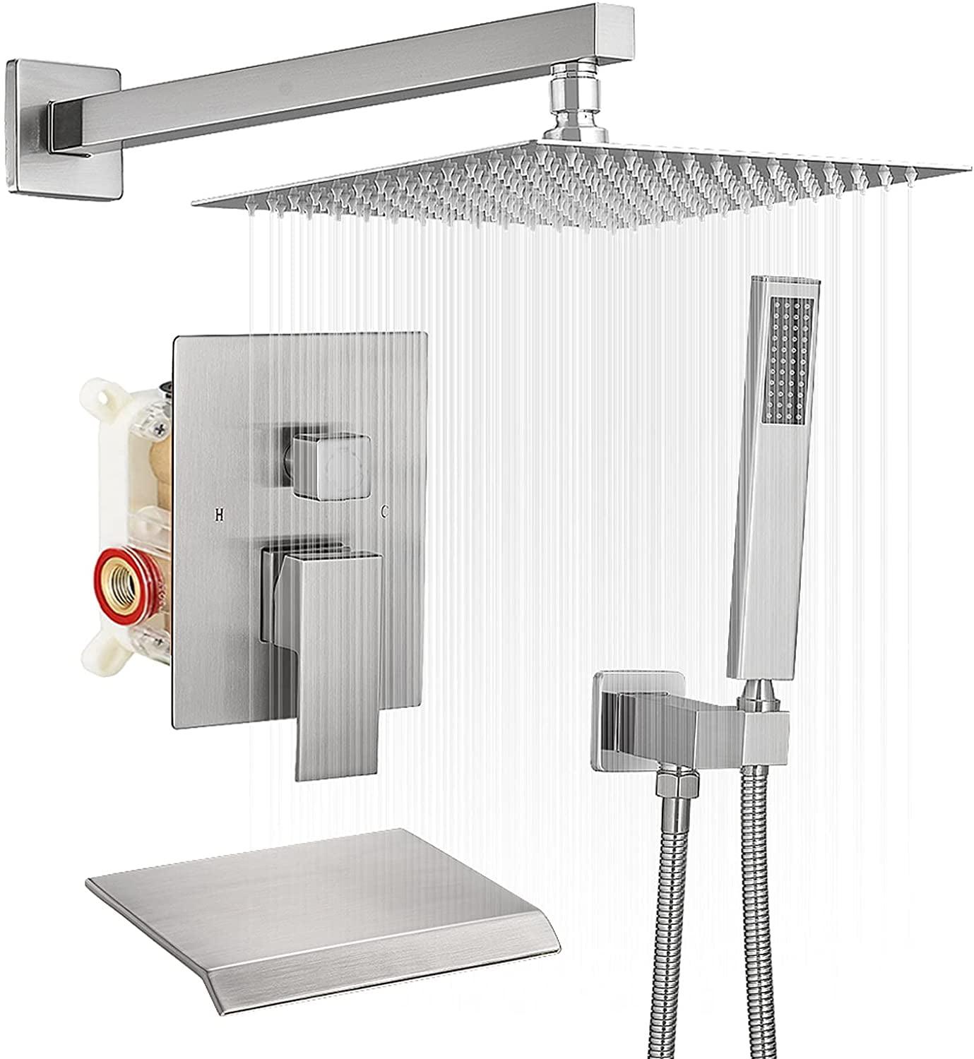 3-Spray Patterns With 2.5 GPM 10 in. Showerhead Wall Mounted Dual Shower Heads With Valve