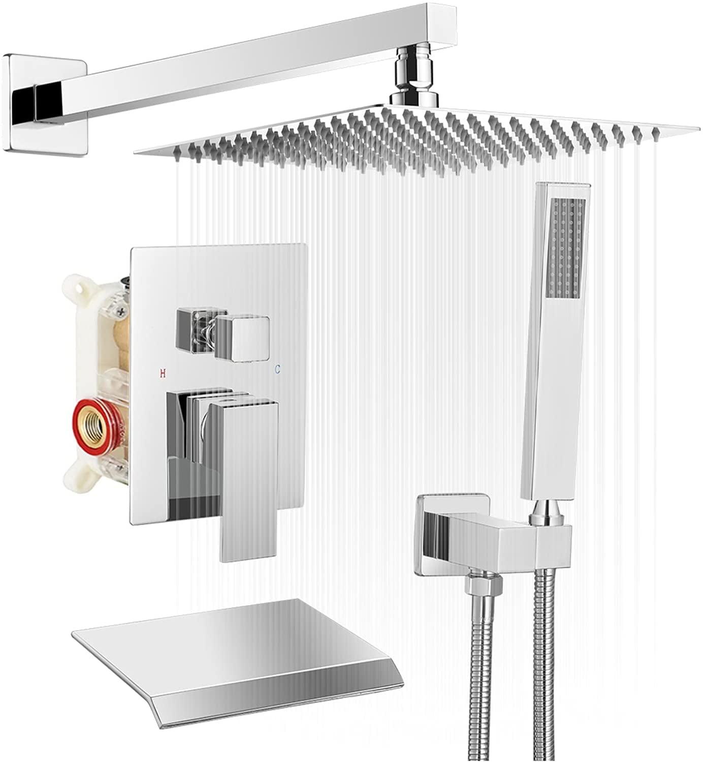 3-Spray Patterns With 2.5 GPM 10 in. Showerhead Wall Mounted Dual Shower Heads With Valve