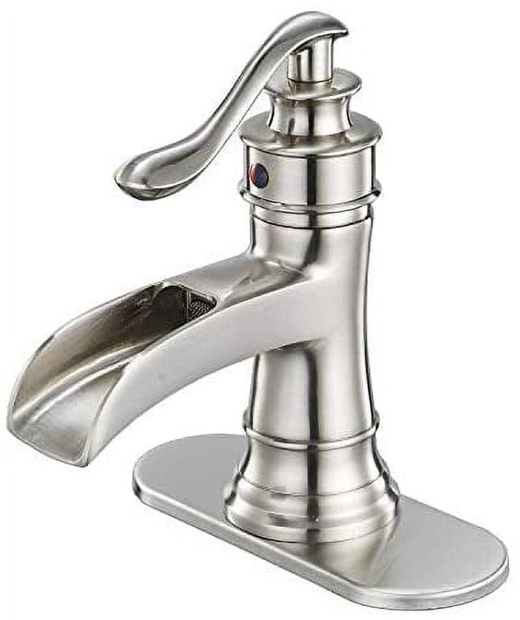 Brushed Nickel Single-Handle Waterfall Bathroom Faucet