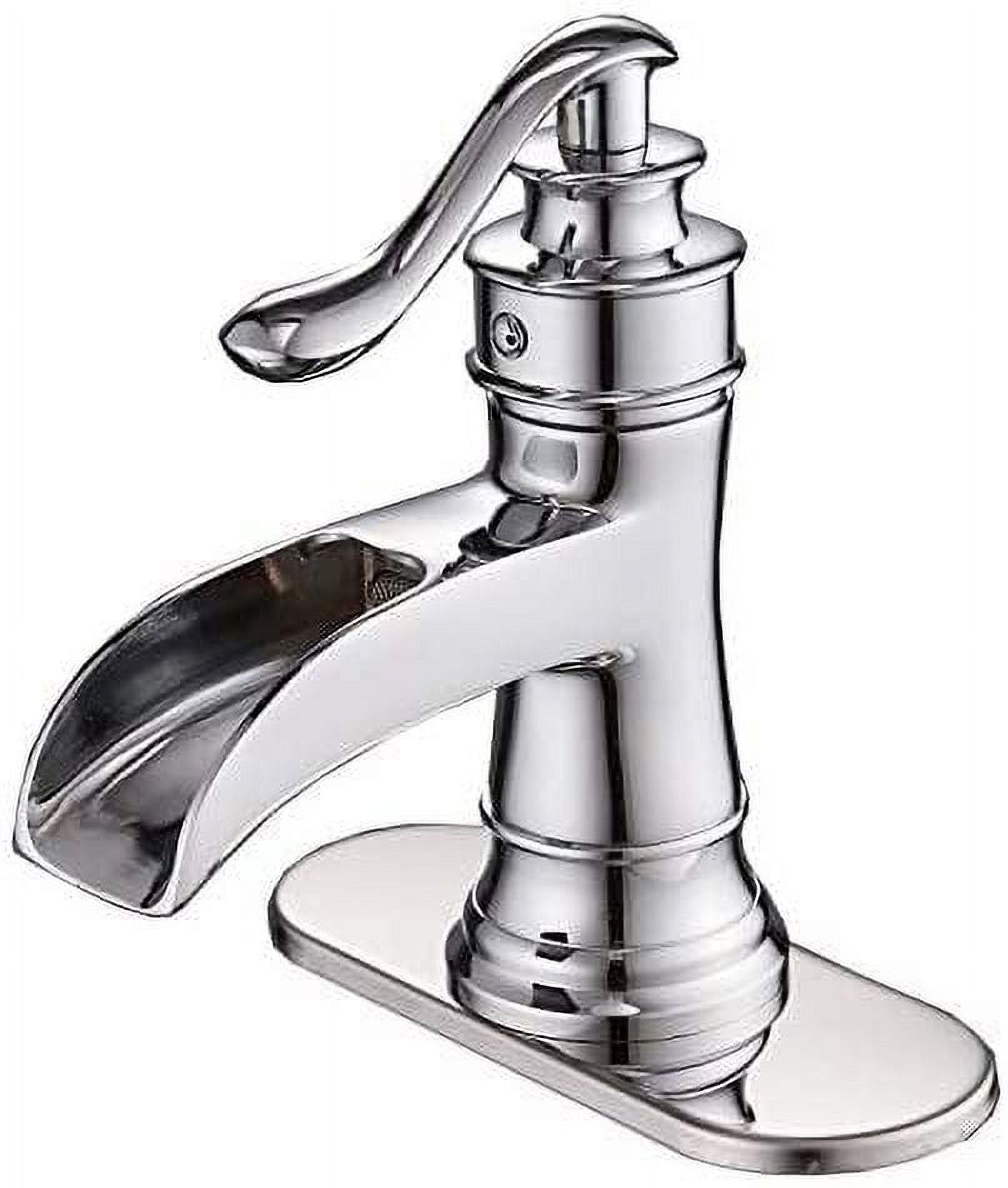 BWE Waterfall Single Hole Single-Handle Low-Arc Bathroom Faucet With Pop-up Drain Assembly