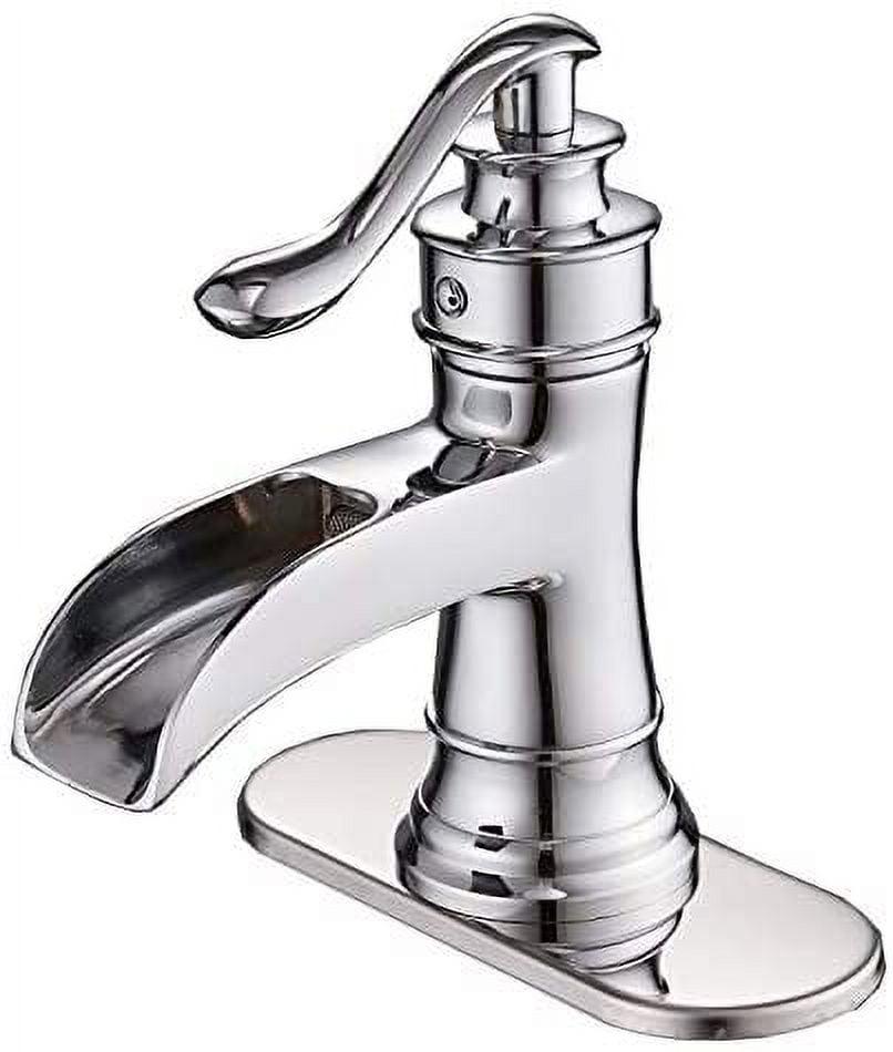 Polished Chrome Single-Handle Waterfall Bathroom Faucet