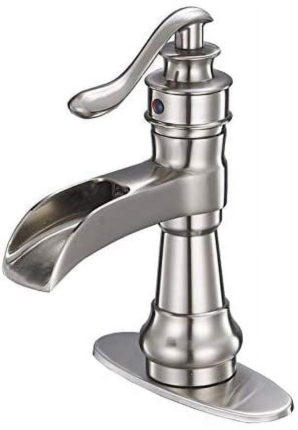 BWE Single Hole Single-Handle Low-Arc Bathroom Faucet in Brushed Nickel