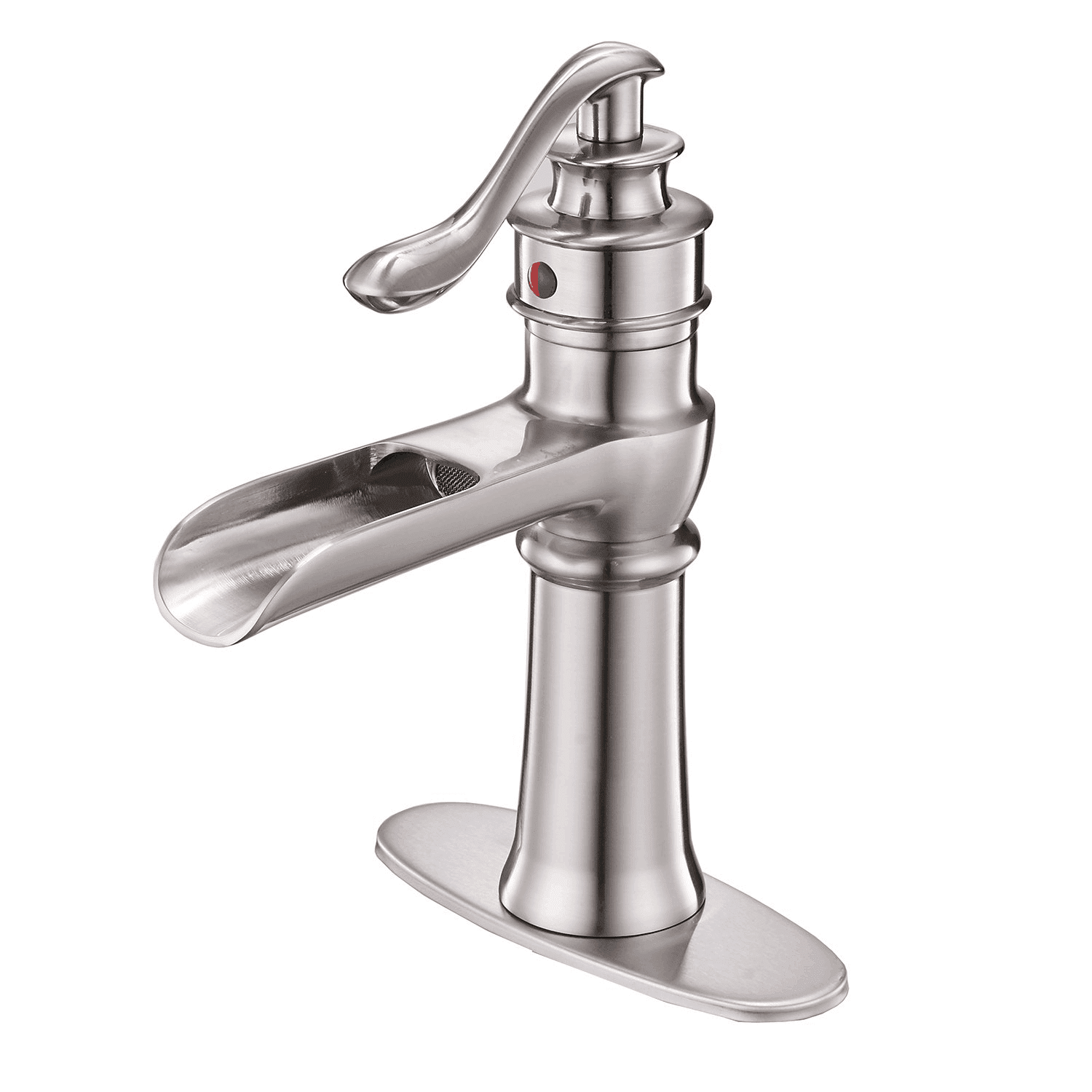 BWE Waterfall Single Hole Single-Handle Low-Arc Bathroom Faucet With Supply Line