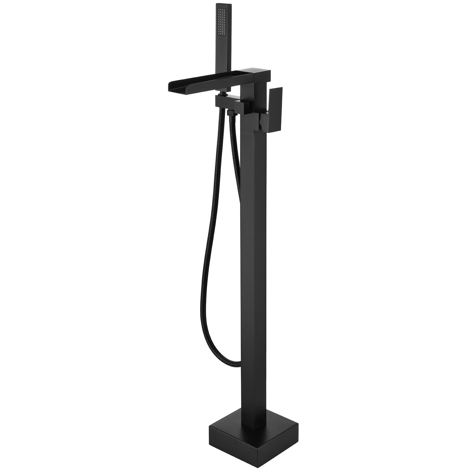 Matte Black Stainless Steel Freestanding Tub Faucet with Hand Shower