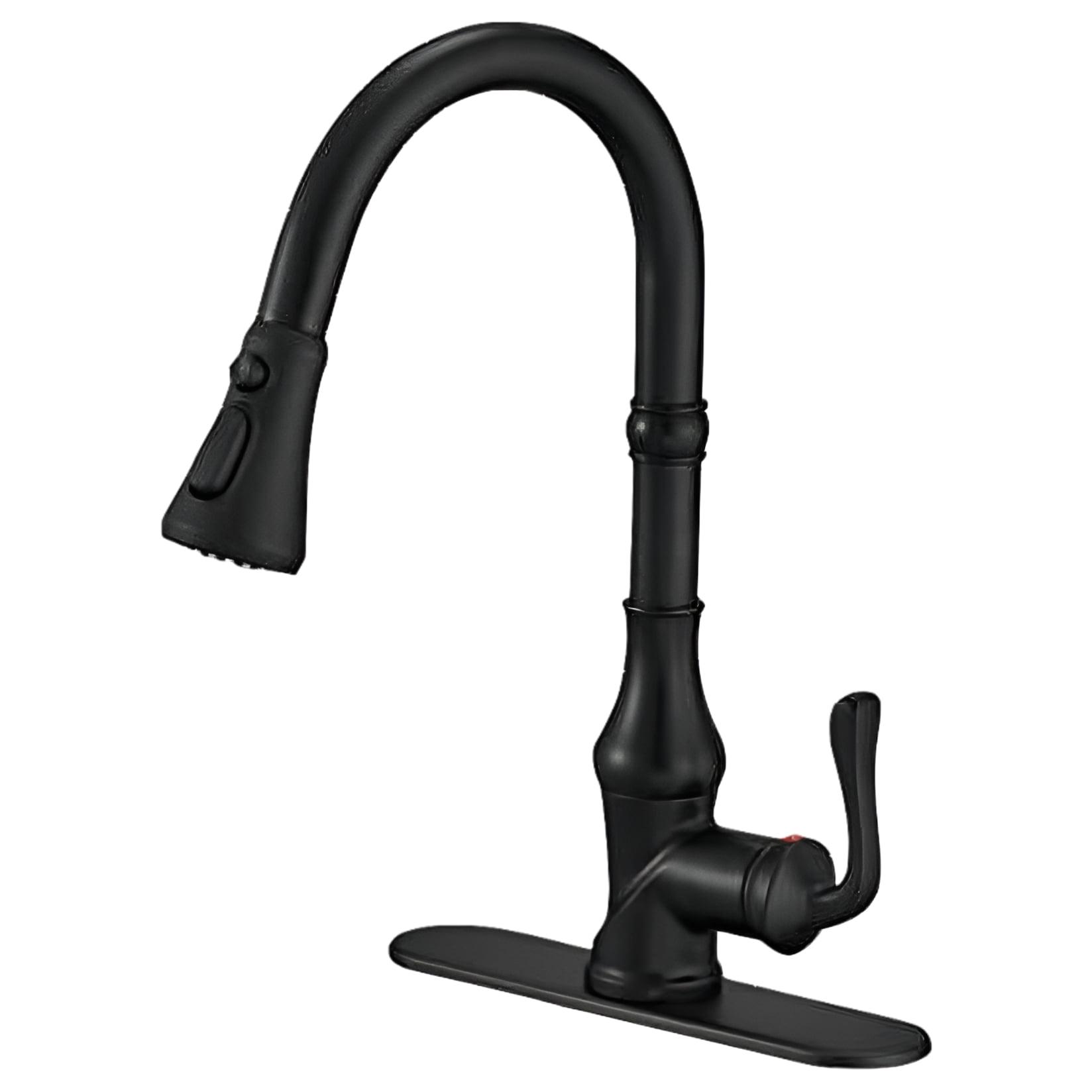 Single-Handle Pull-Down Sprayer 3 Spray High Arc Kitchen Faucet With Deck Plate