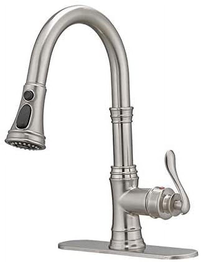 Brushed Nickel Single Handle Pull-Down Kitchen Faucet with Spray