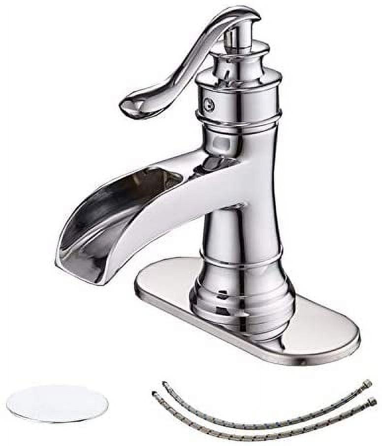 Polished Chrome Single-Handle Waterfall Bathroom Faucet