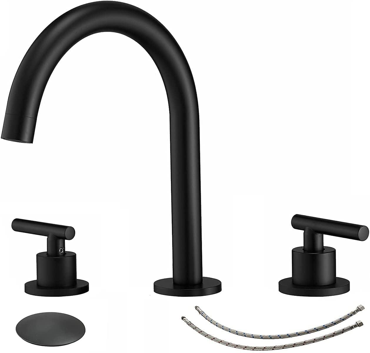 BWE 8 in. Widespread Double Handle Bathroom Faucet With Pop-up Drain Assembly