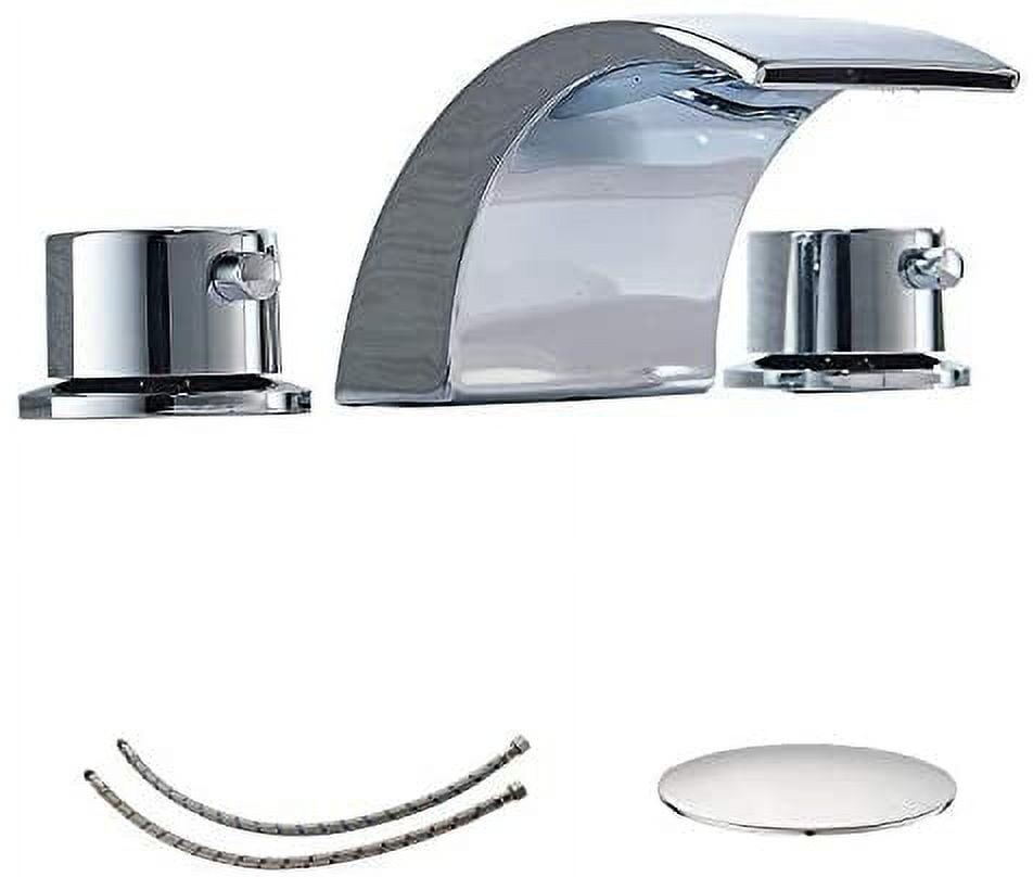 Polished Chrome 8-inch Widespread LED Bathroom Faucet with Pop-Up Drain