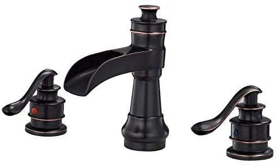 BWE 8 in. Waterfall Widespread 2-Handle Bathroom Faucet With Pop-up Drain Assembly in Spot Resist