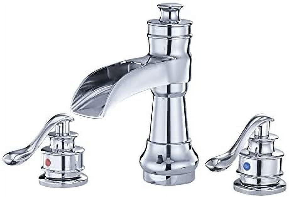 Polished Chrome 8-Inch Waterfall Widespread 2-Handle Bathroom Faucet