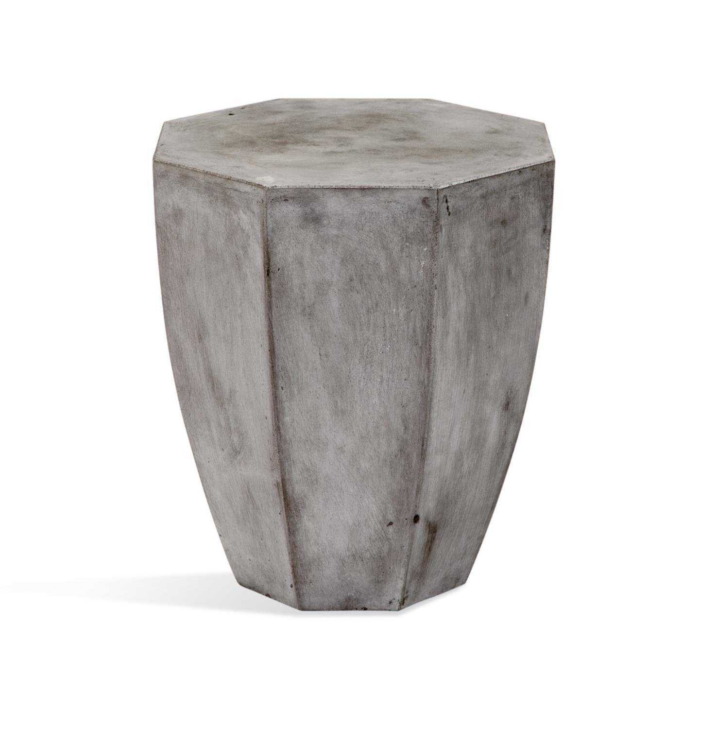 Babalou Gray Concrete Octagonal Sculptural End Table