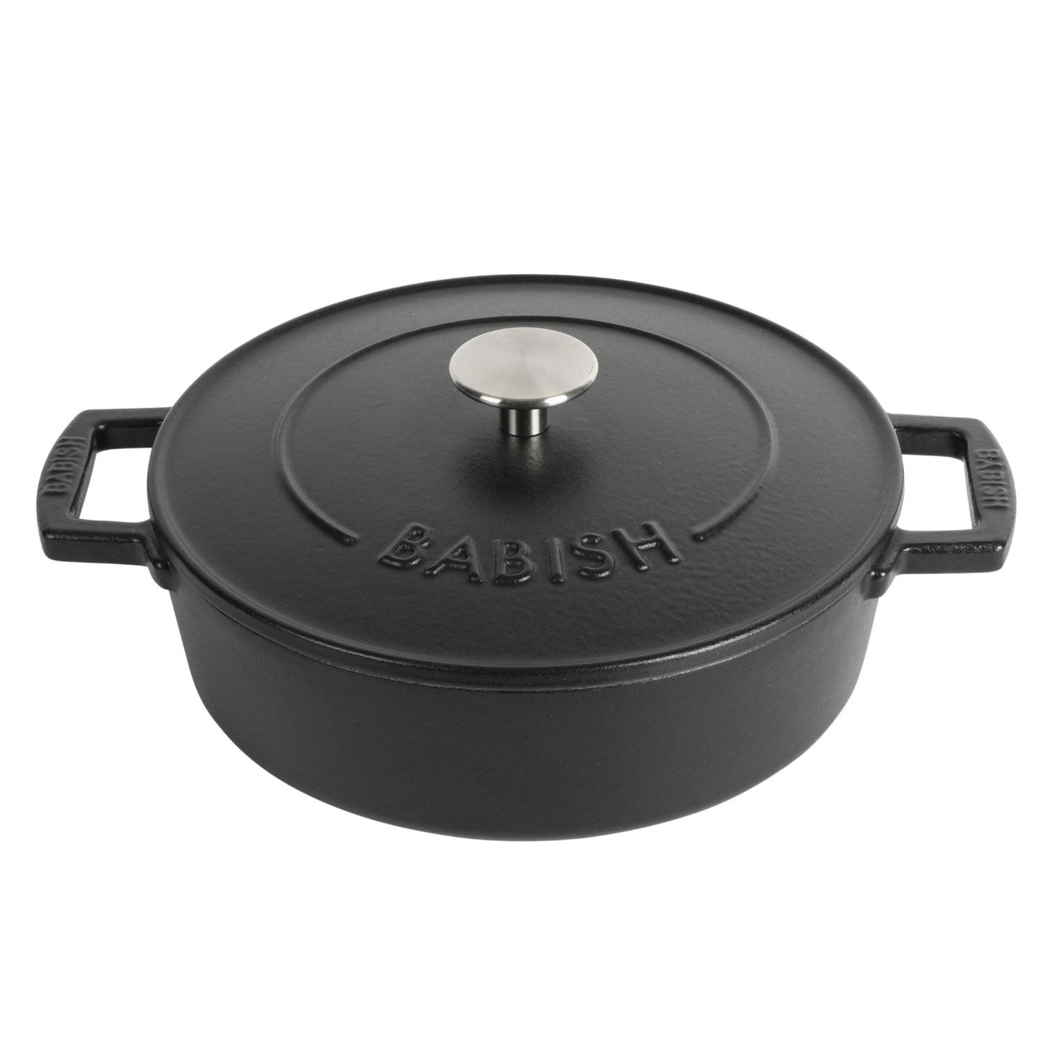 Babish 3 Qt Black Enamel Cast Iron Braiser with Lid