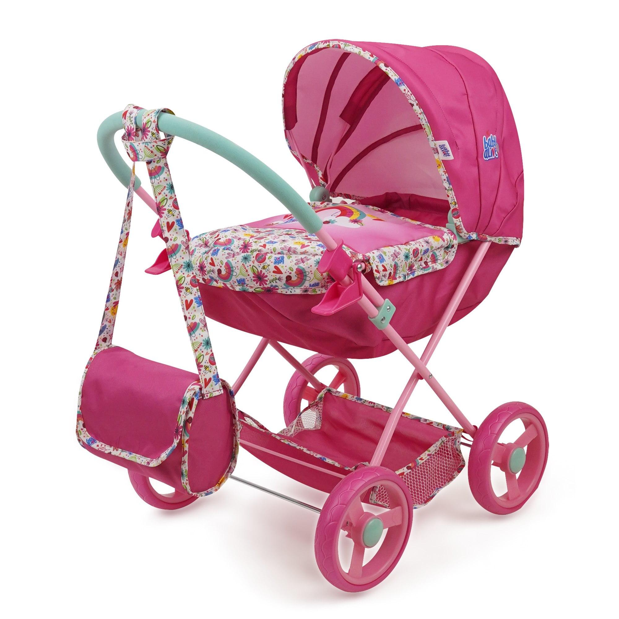 Baby Alive: Deluxe Classic Doll Pram - Pink & Rainbow - Fits Dolls up to 18"