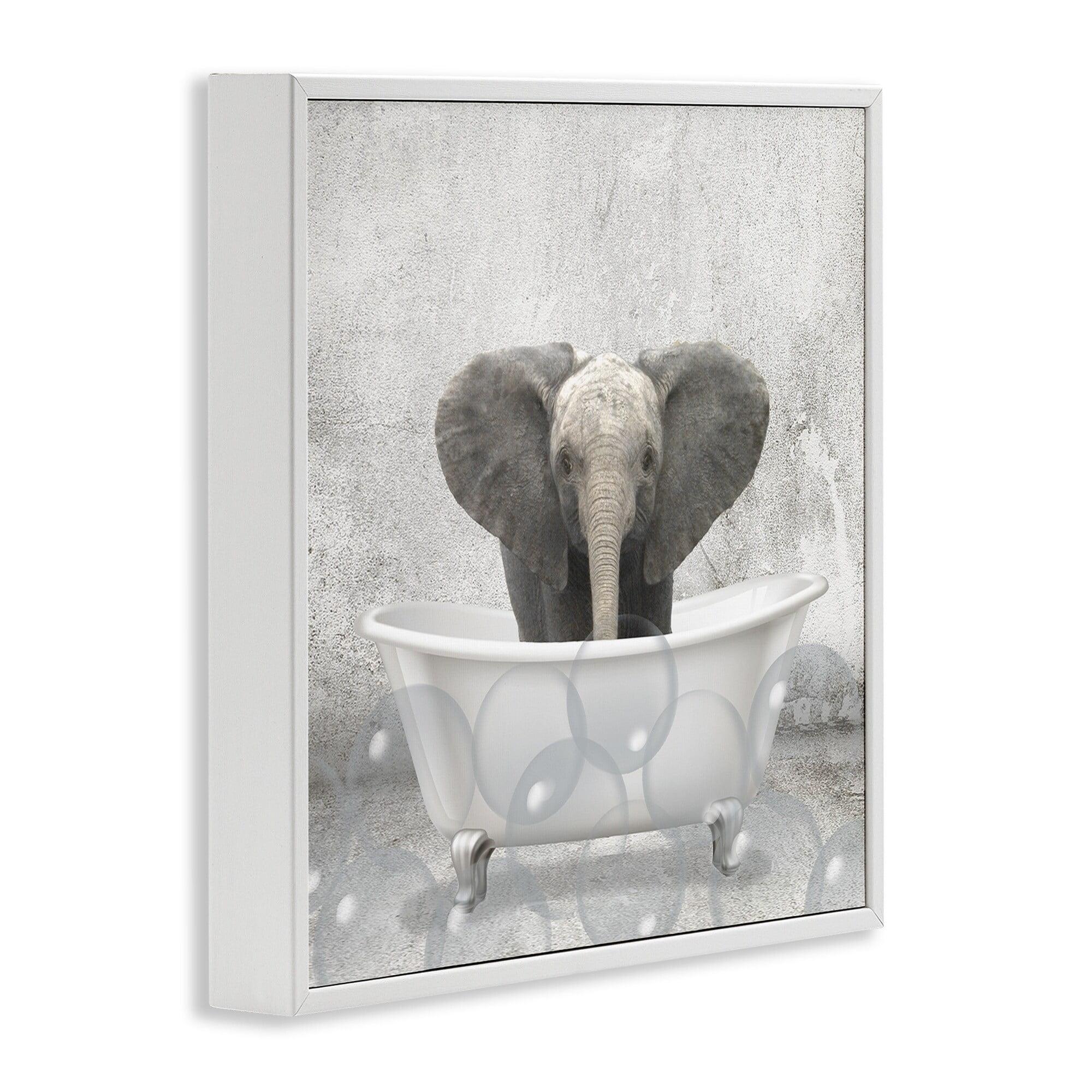 17" Gray and White Baby Elephant Canvas Print