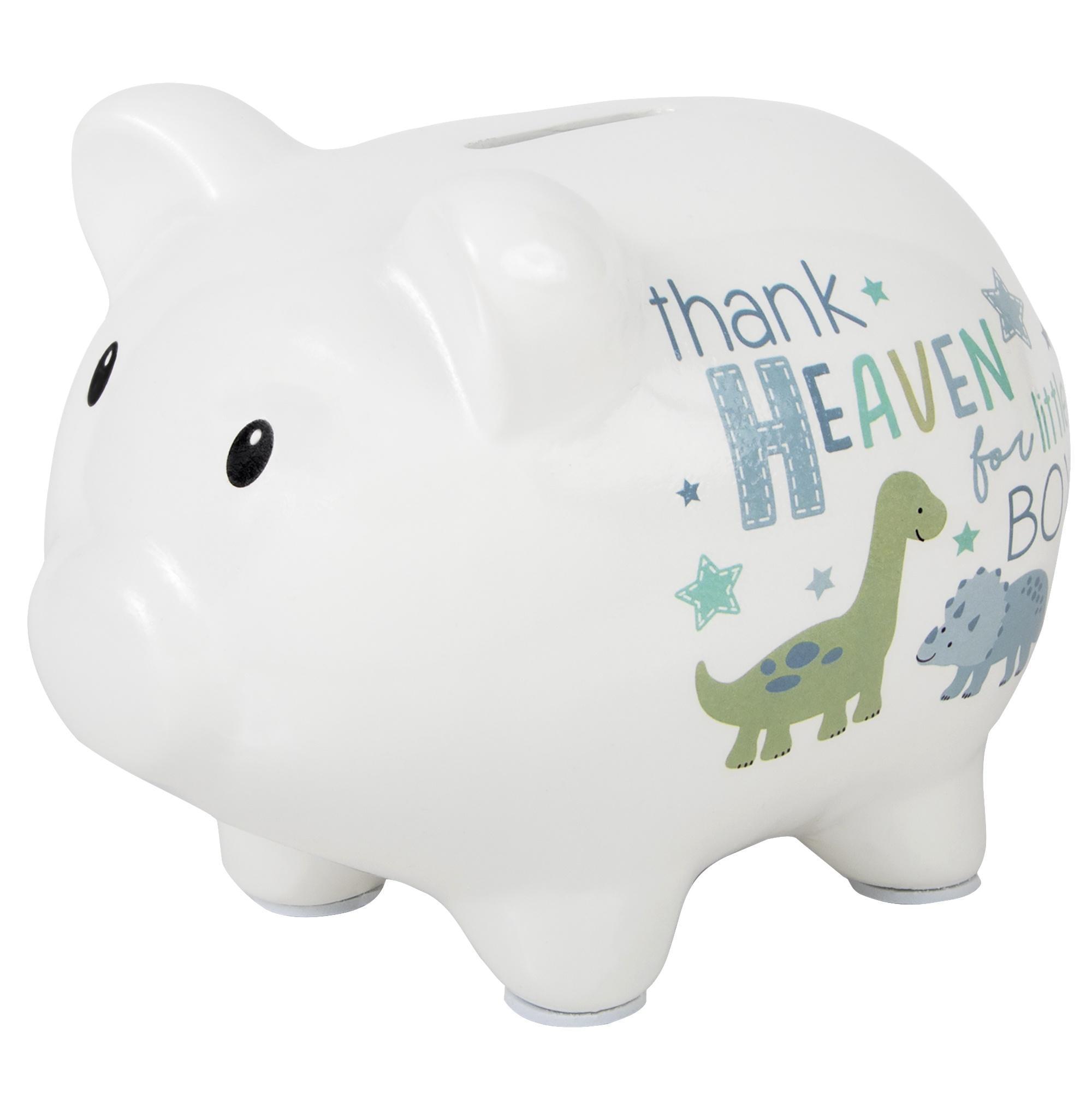 Baby Essentials My First Piggy Bank for Newborns, Infants and Toddlers in Thank Heaven Boys My First Piggy Bank