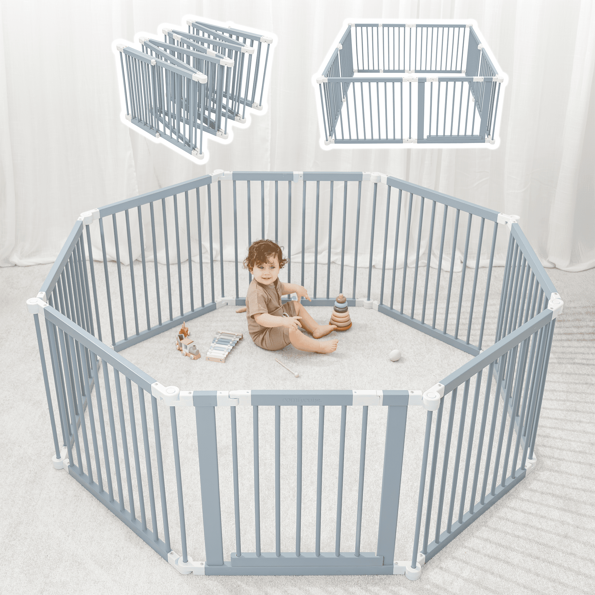 Comfy Cubs Baby Playpen & Baby Gate for Toddler and Babies