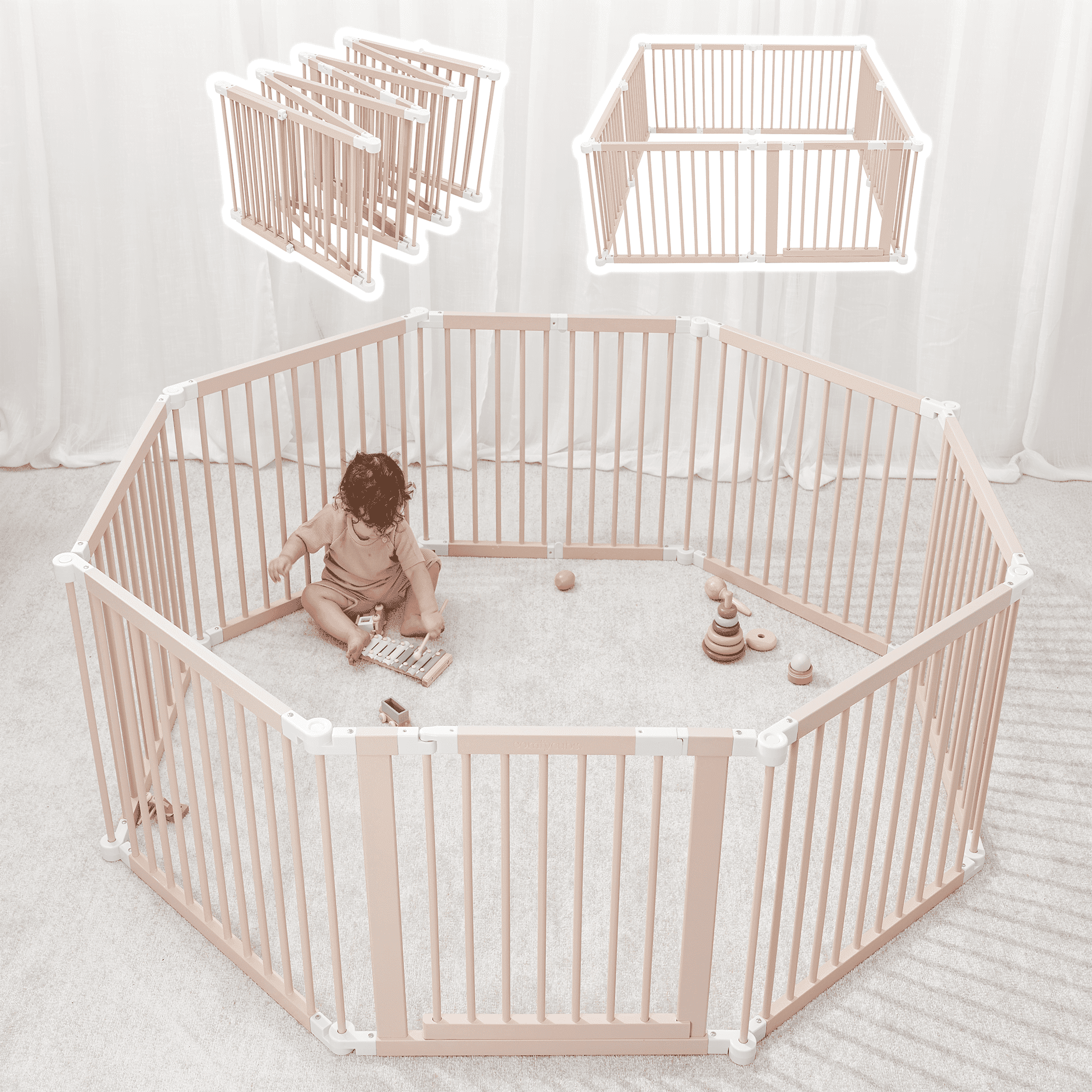 Comfy Cubs Baby Playpen & Baby Gate for Toddler and Babies